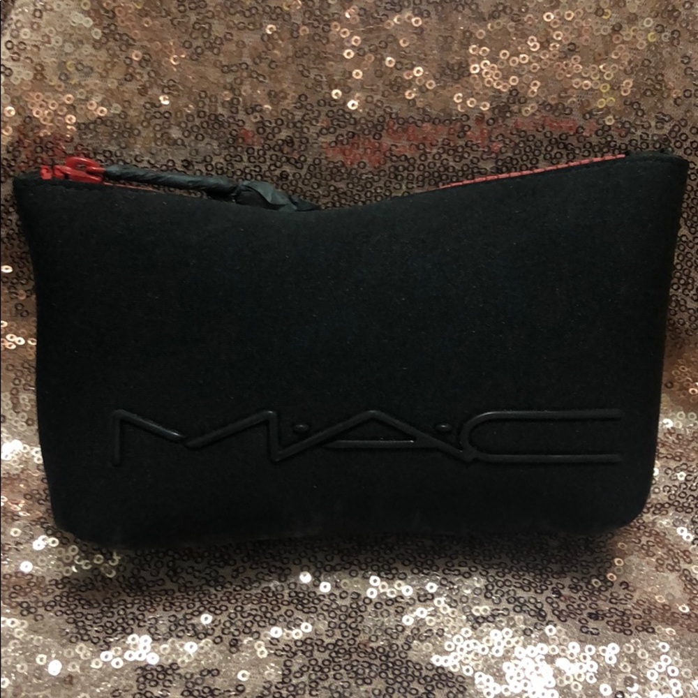 MAC Cosmetic Bag - Black w/Red Zipper